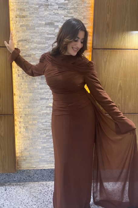 Brown Chiffon Dress