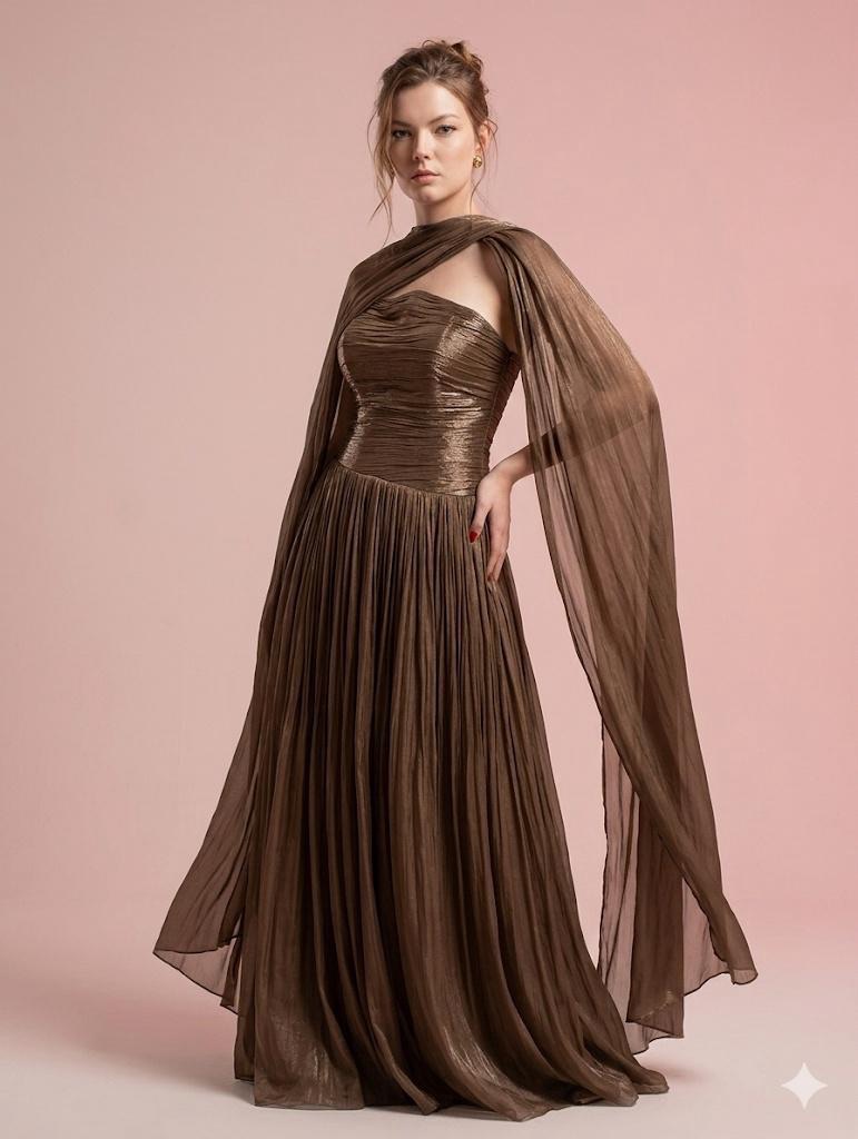 Brown crinckle Non-hijab dress