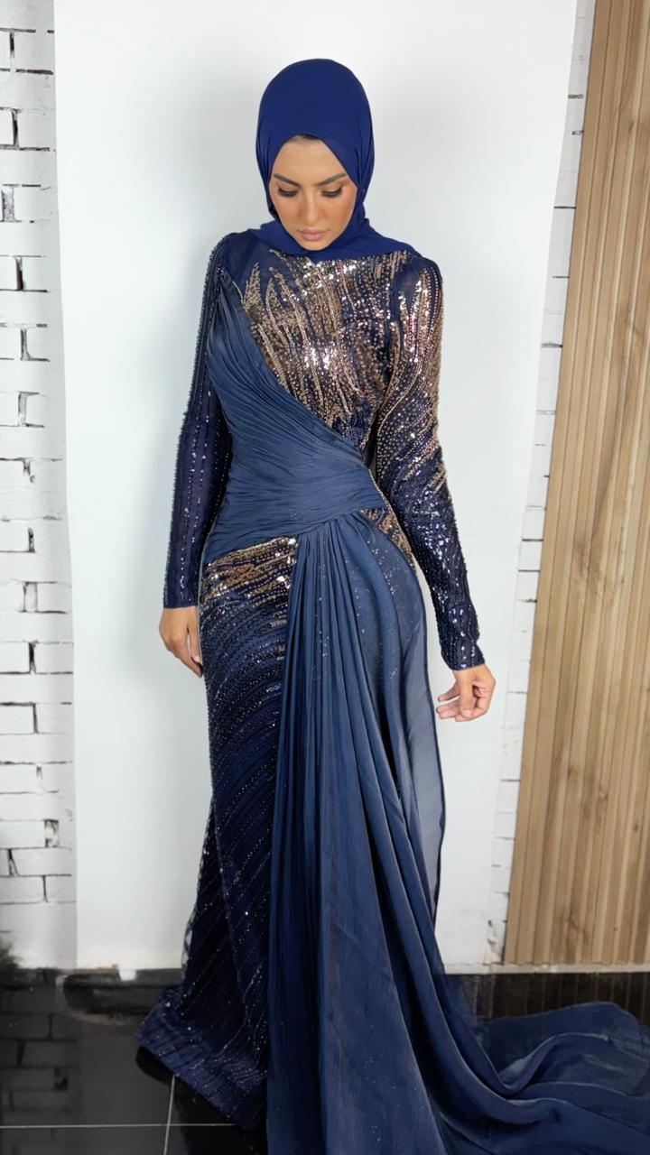 Cross-Wrap Crinckle Navy Handmade Dress