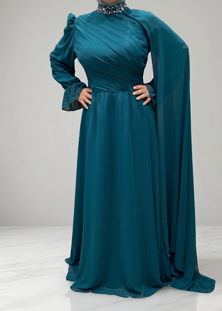Emerland Green Chiffon Dress