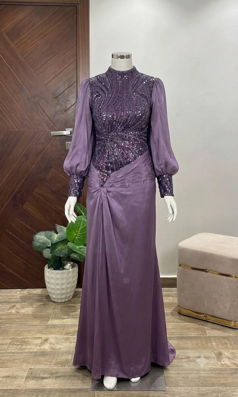 Purple Handmade Crinckle Dress